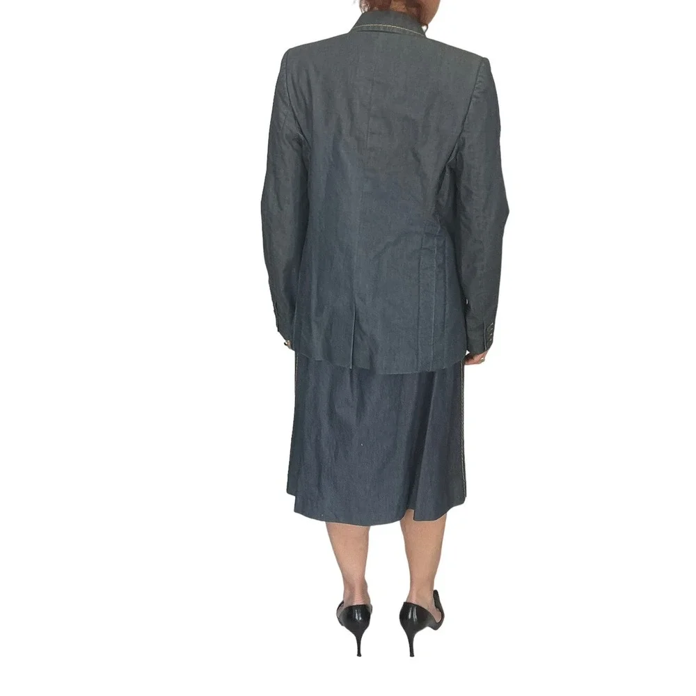 VIKTOR & ROLF Chambray Cotton  Denim 2 Piece Skirt Suit 40/8